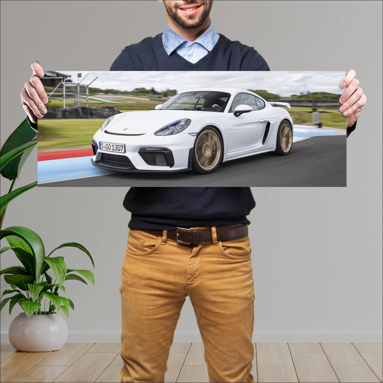 Cuadro grande 30x80cm 2019 porsche 718 cayman gt4 230 Porsche