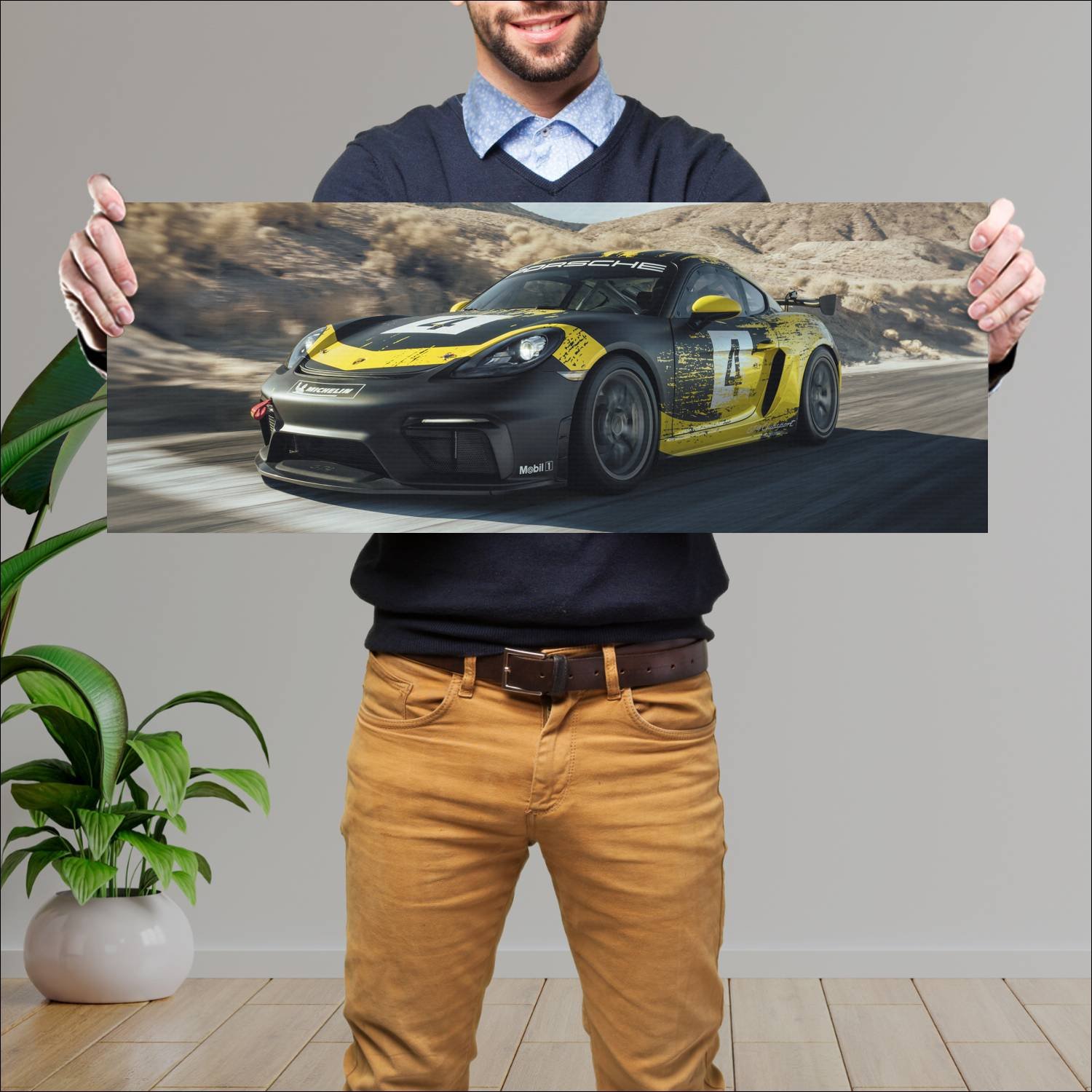 Cuadro grande 30x80cm 2019 porsche 718 cayman gt4 232 Porsche