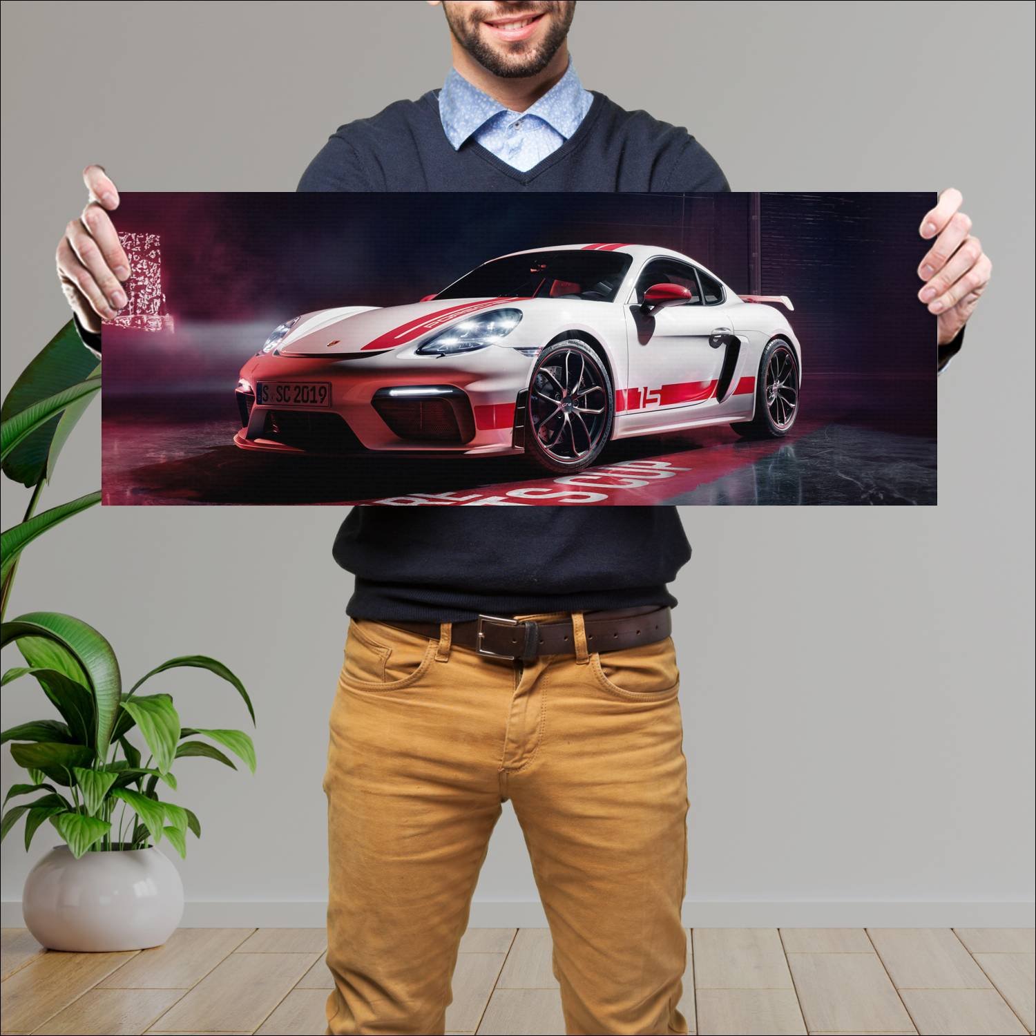 Cuadro grande 30x80cm 2019 porsche 718 cayman gt4 233 Porsche