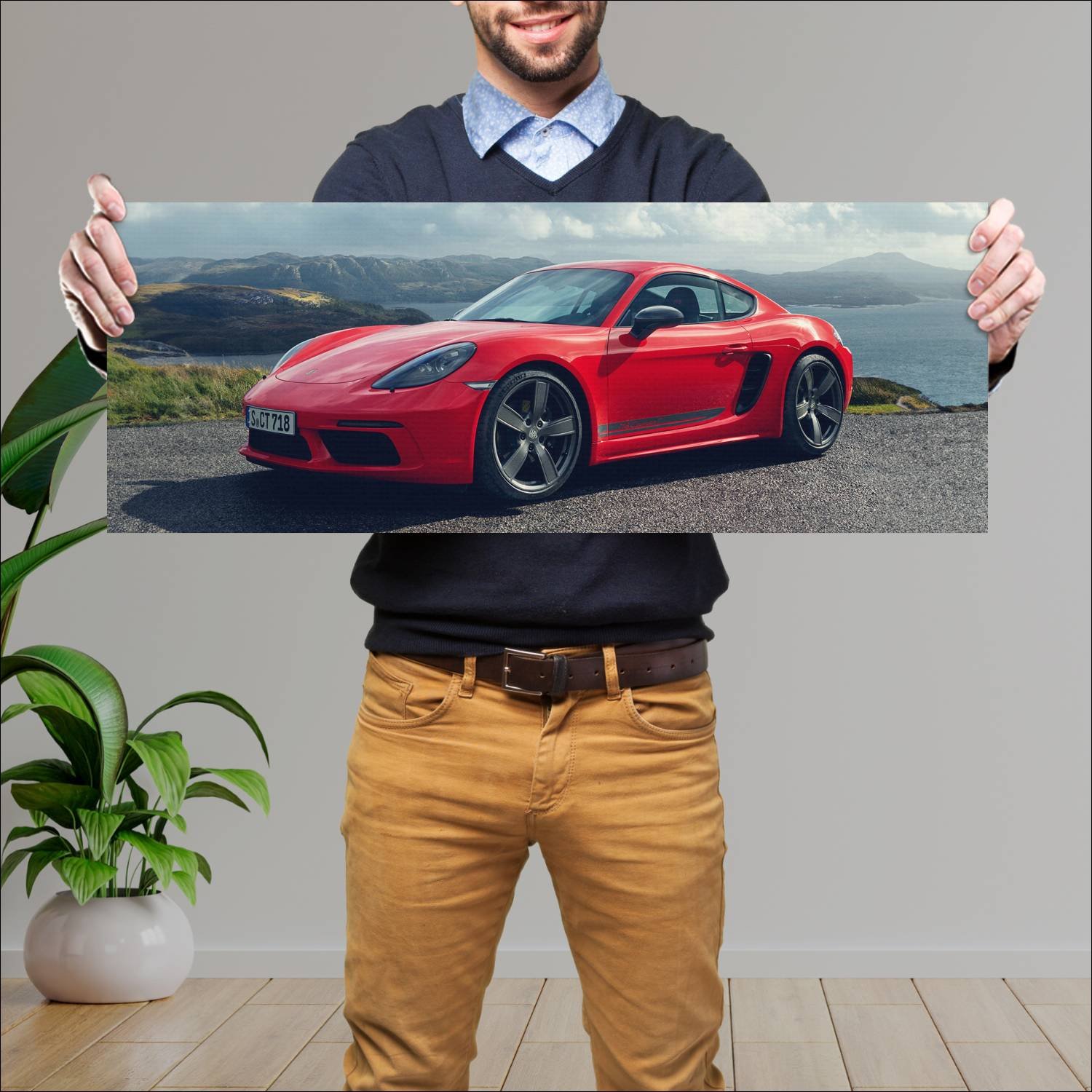 Cuadro grande 30x80cm 2019 porsche 718 cayman t 85 234 Porsche