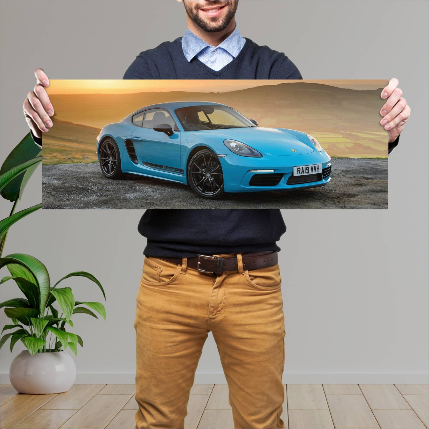 Cuadro grande 30x80cm 2019 porsche 718 cayman t uk 236 Porsche