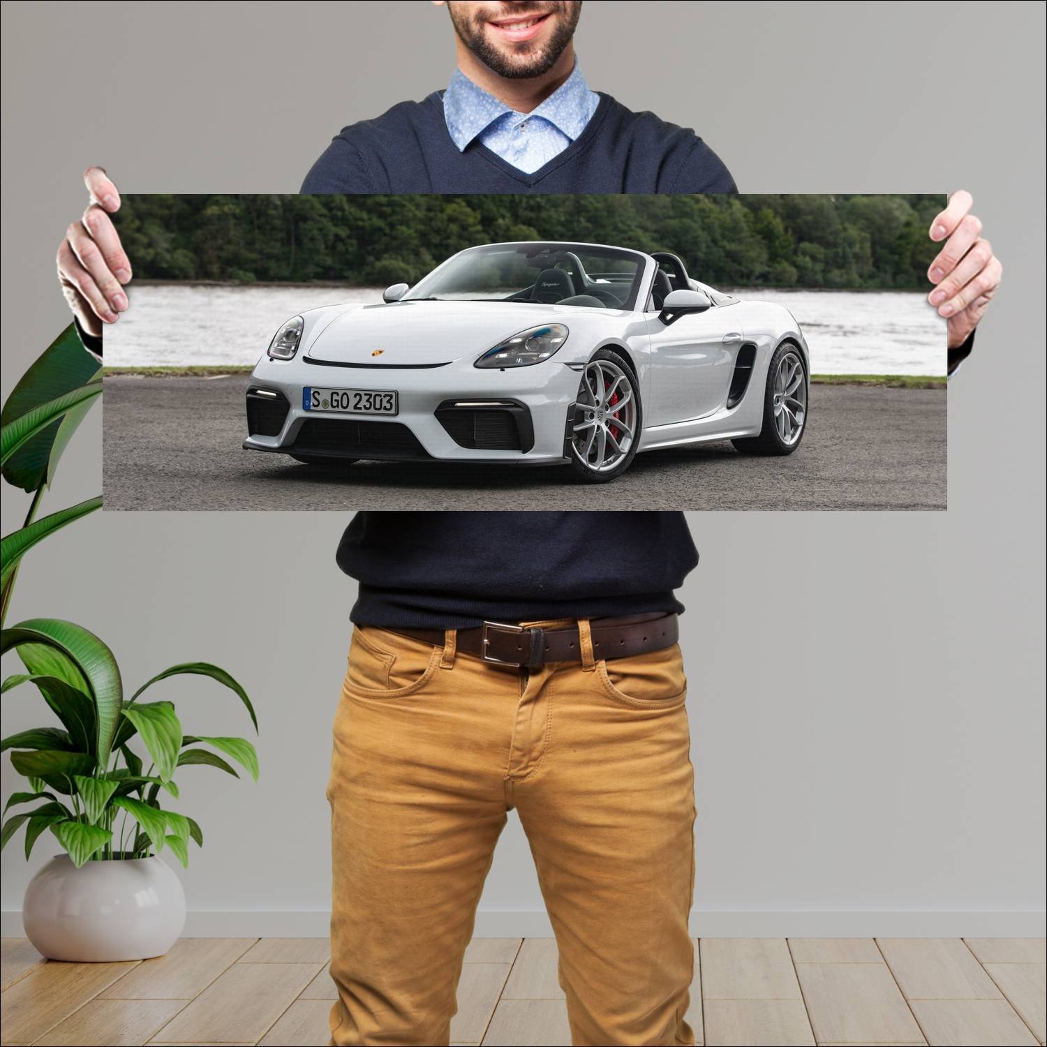Cuadro grande 30x80cm 2019 porsche 718 spyder Porsche