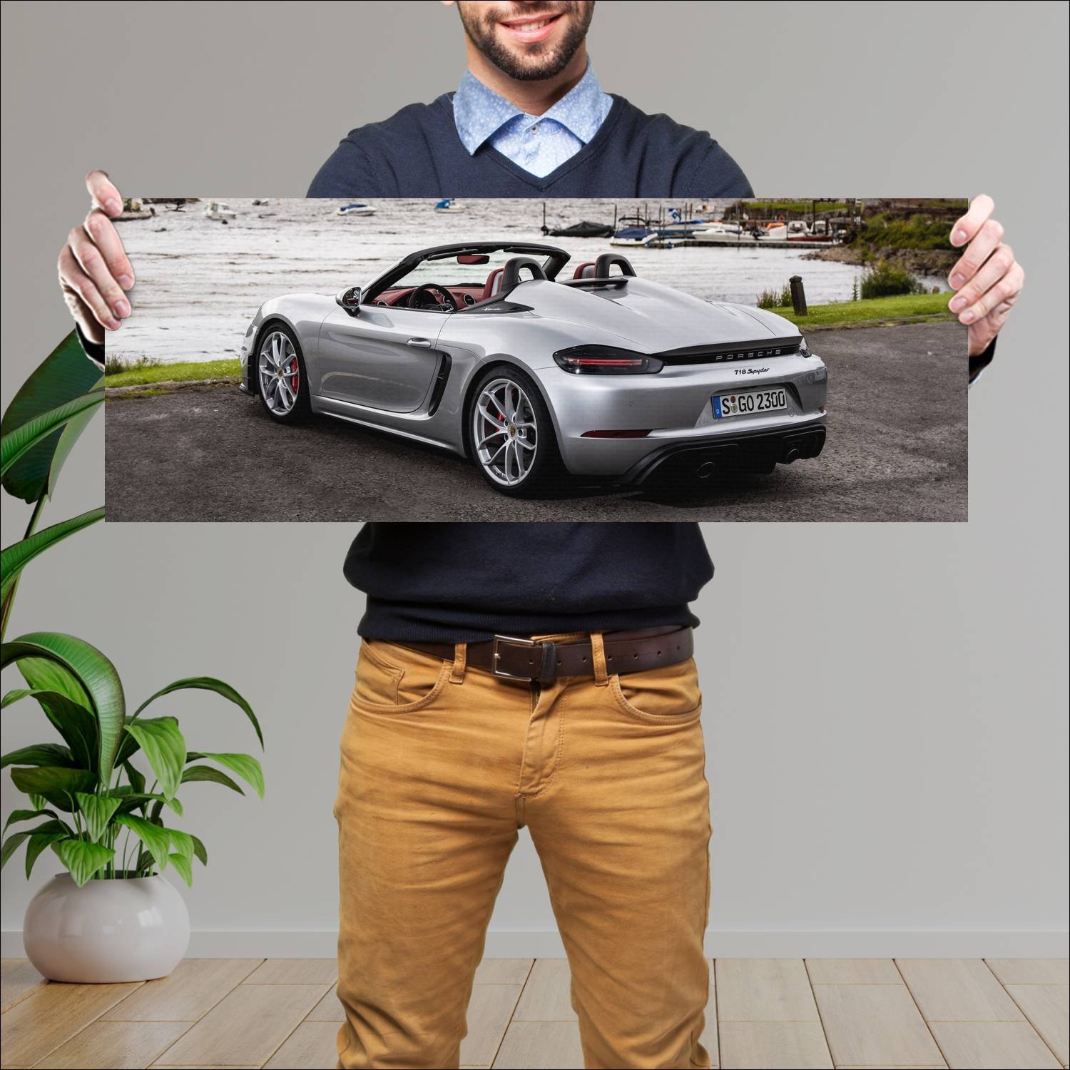 Cuadro grande 30x80cm 2019 porsche 718 spyder Porsche