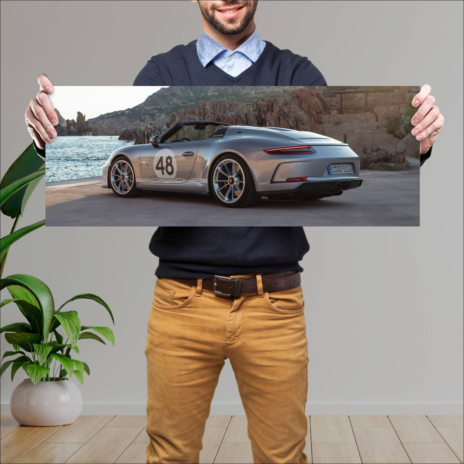 Cuadro grande 30x80cm 2019 porsche 911 speedster h 266 Porsche
