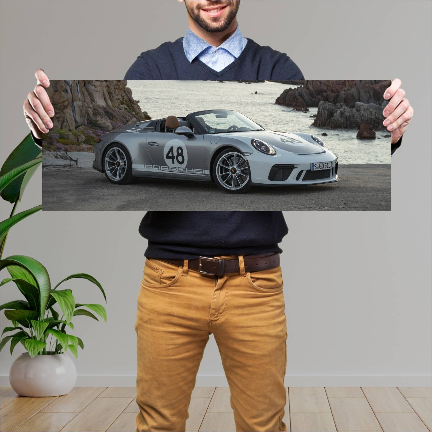 Cuadro grande 30x80cm 2019 porsche 911 speedster h 267 Porsche