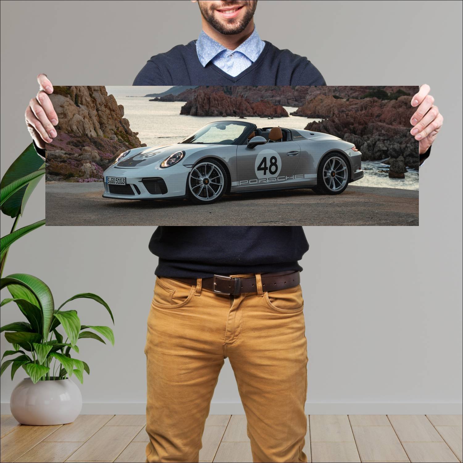 Cuadro grande 30x80cm 2019 porsche 911 speedster h 268 Porsche