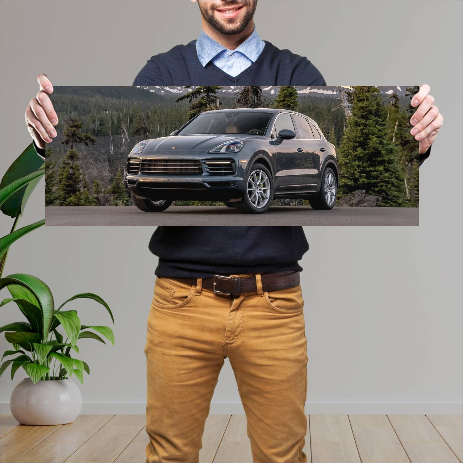 Cuadro grande 30x80cm 2019 porsche cayenne e hybri 280 Porsche