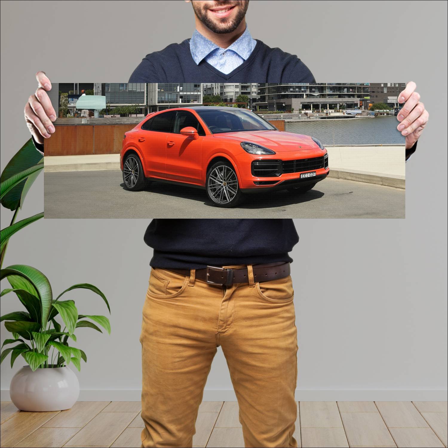 Cuadro grande 30x80cm 2019 porsche cayenne turbo c 287 Porsche