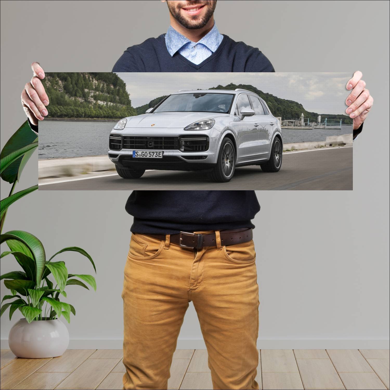 Cuadro grande 30x80cm 2019 porsche cayenne turbo s 291 Porsche
