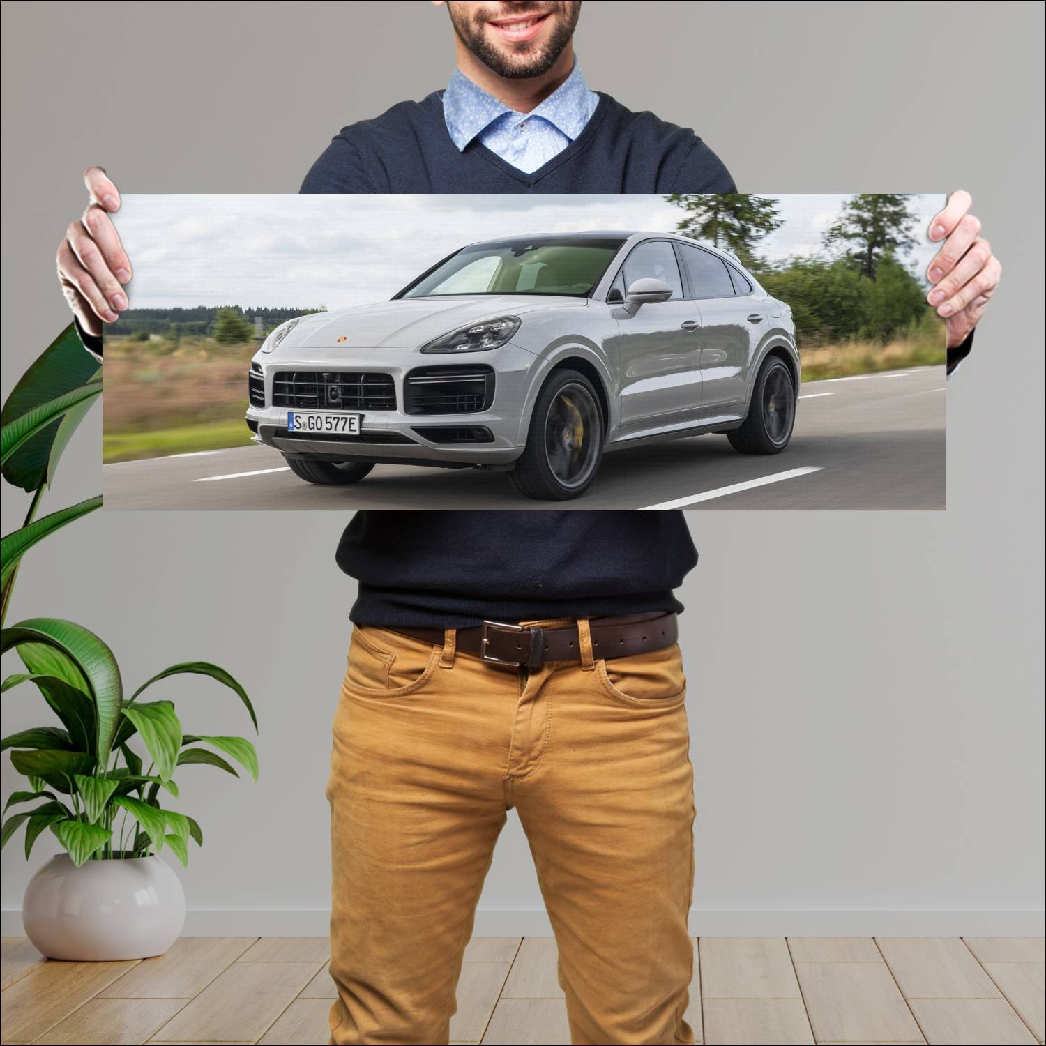 Cuadro grande 30x80cm 2019 porsche cayenne turbo s 292 Porsche