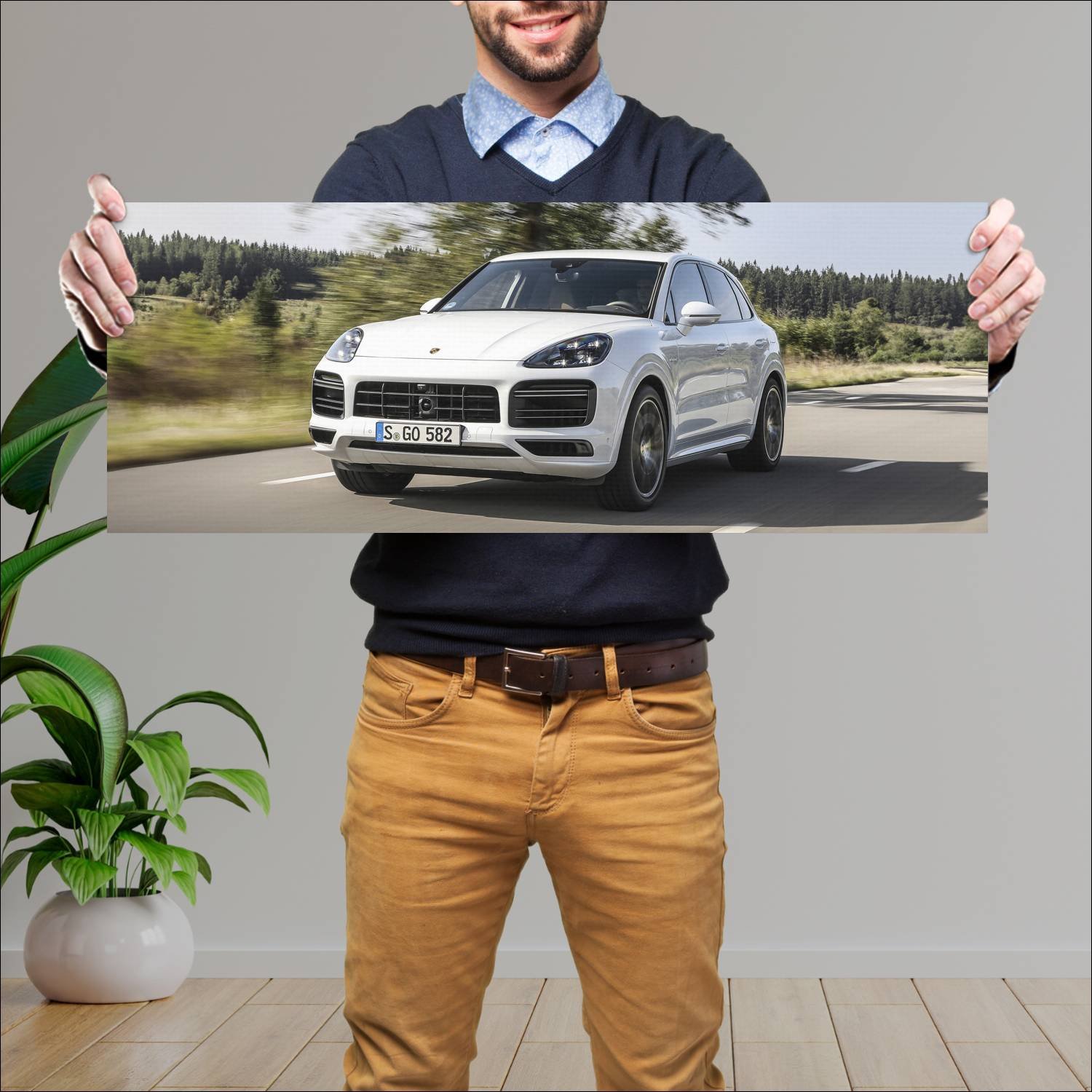 Cuadro grande 30x80cm 2019 porsche cayenne turbo s 293 Porsche