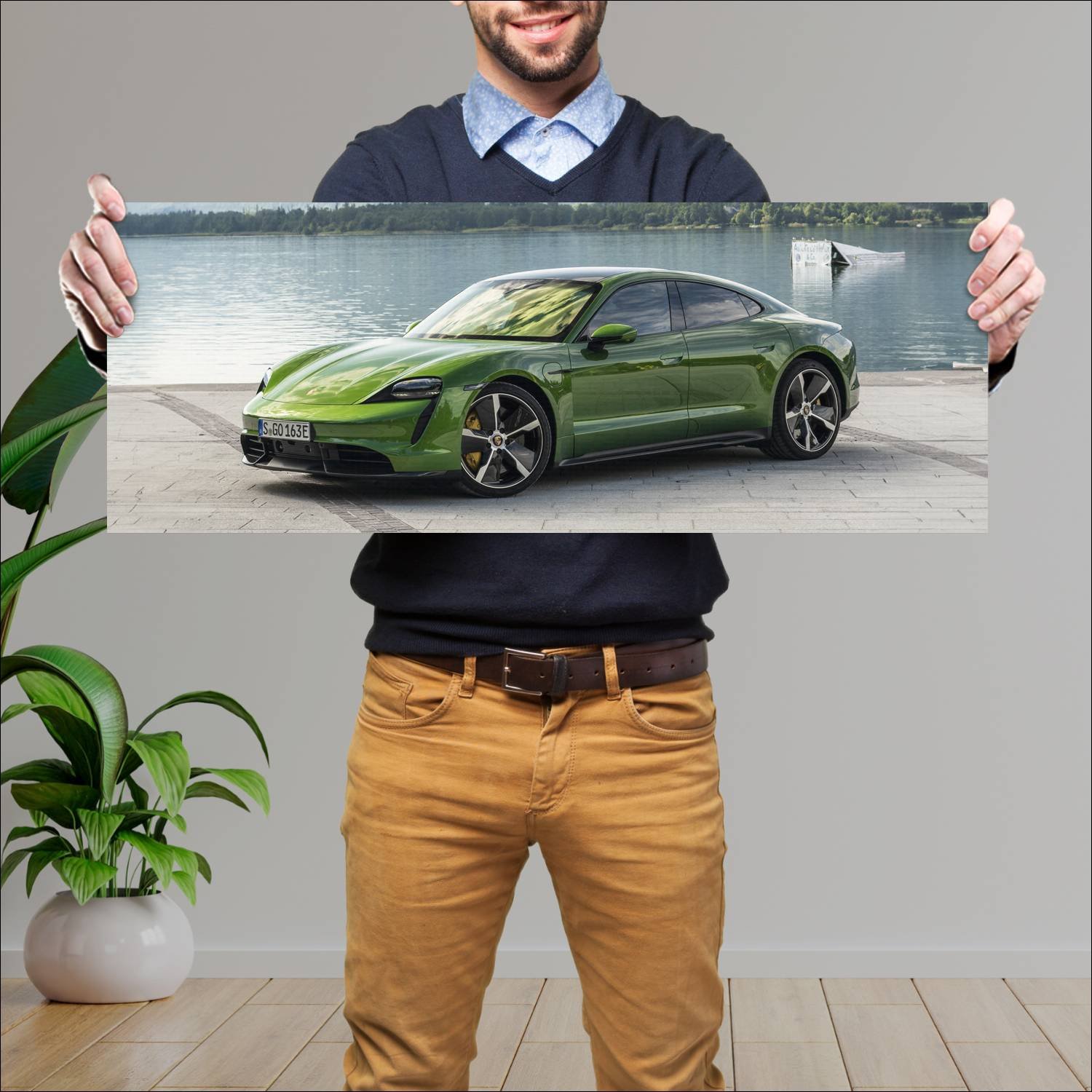 Cuadro grande 30x80cm 2019 porsche taycan turbo s 314 Porsche