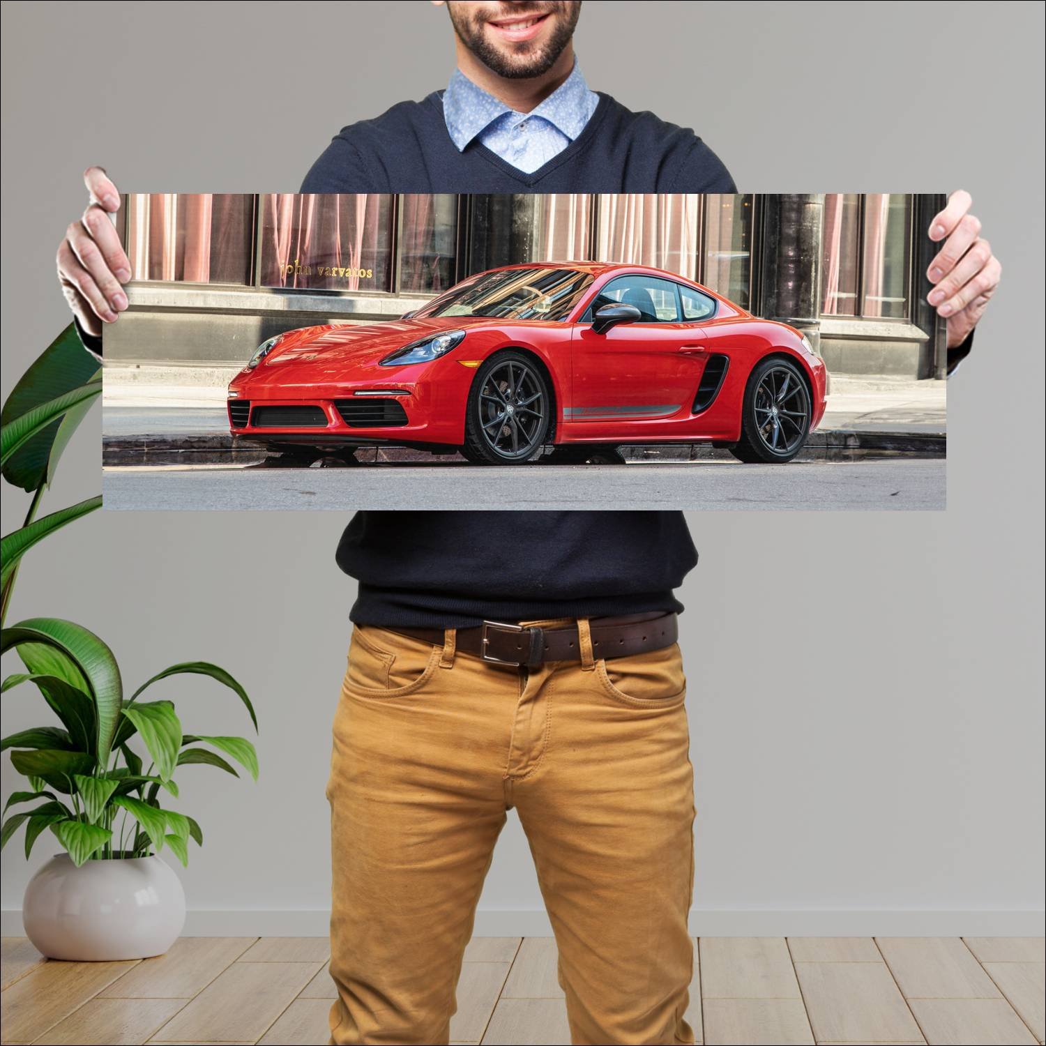 Cuadro grande 30x80cm 2020 porsche 718 cayman t us 334 Porsche