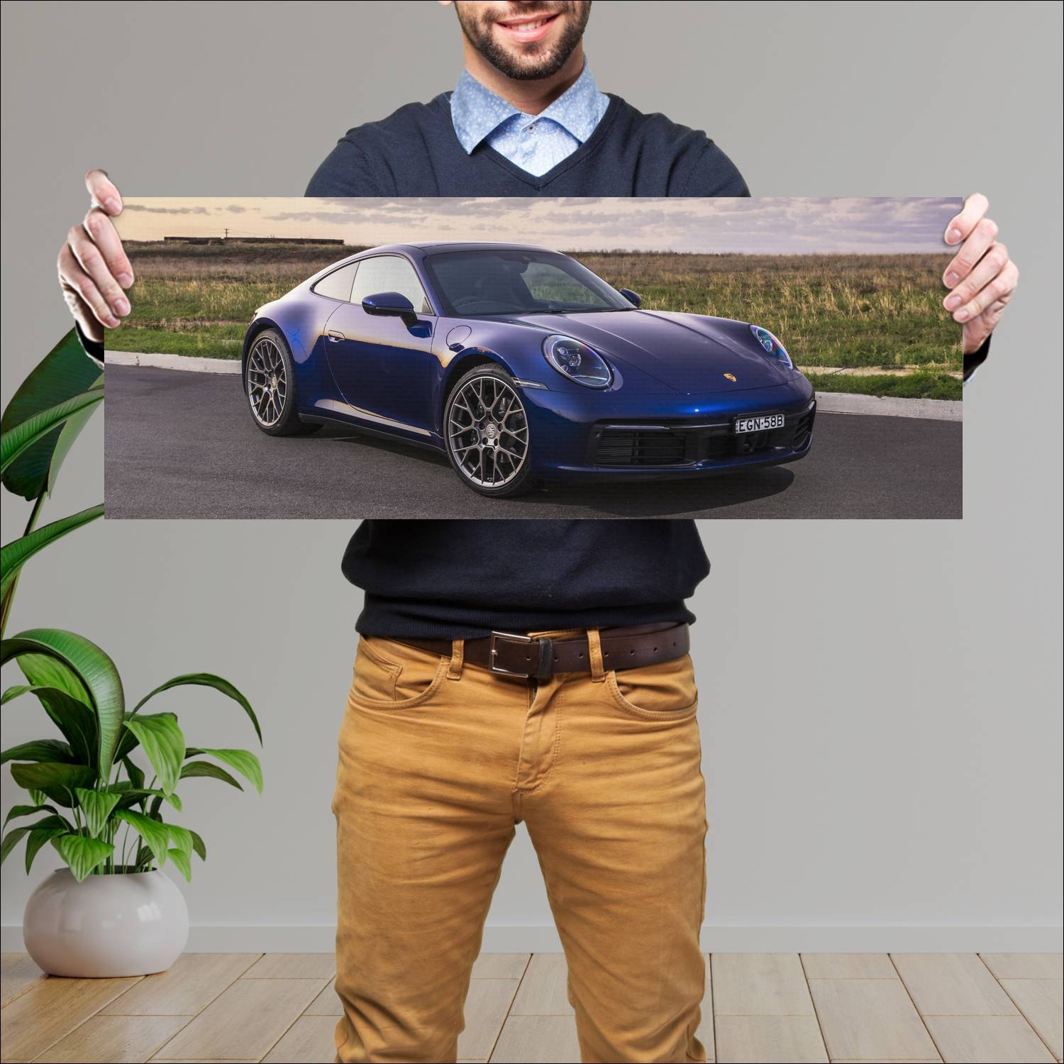 Cuadro grande 30x80cm 2020 porsche 911 carrera au 336 Porsche