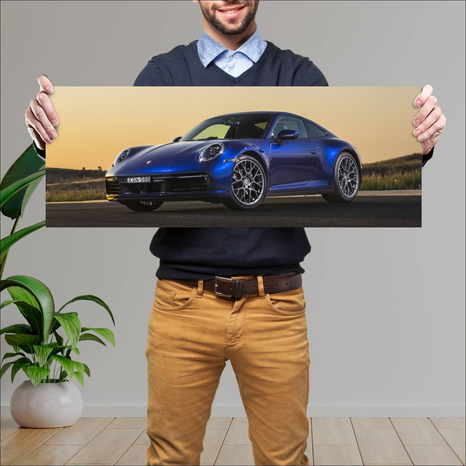 Cuadro grande 30x80cm 2020 porsche 911 carrera au 337 Porsche