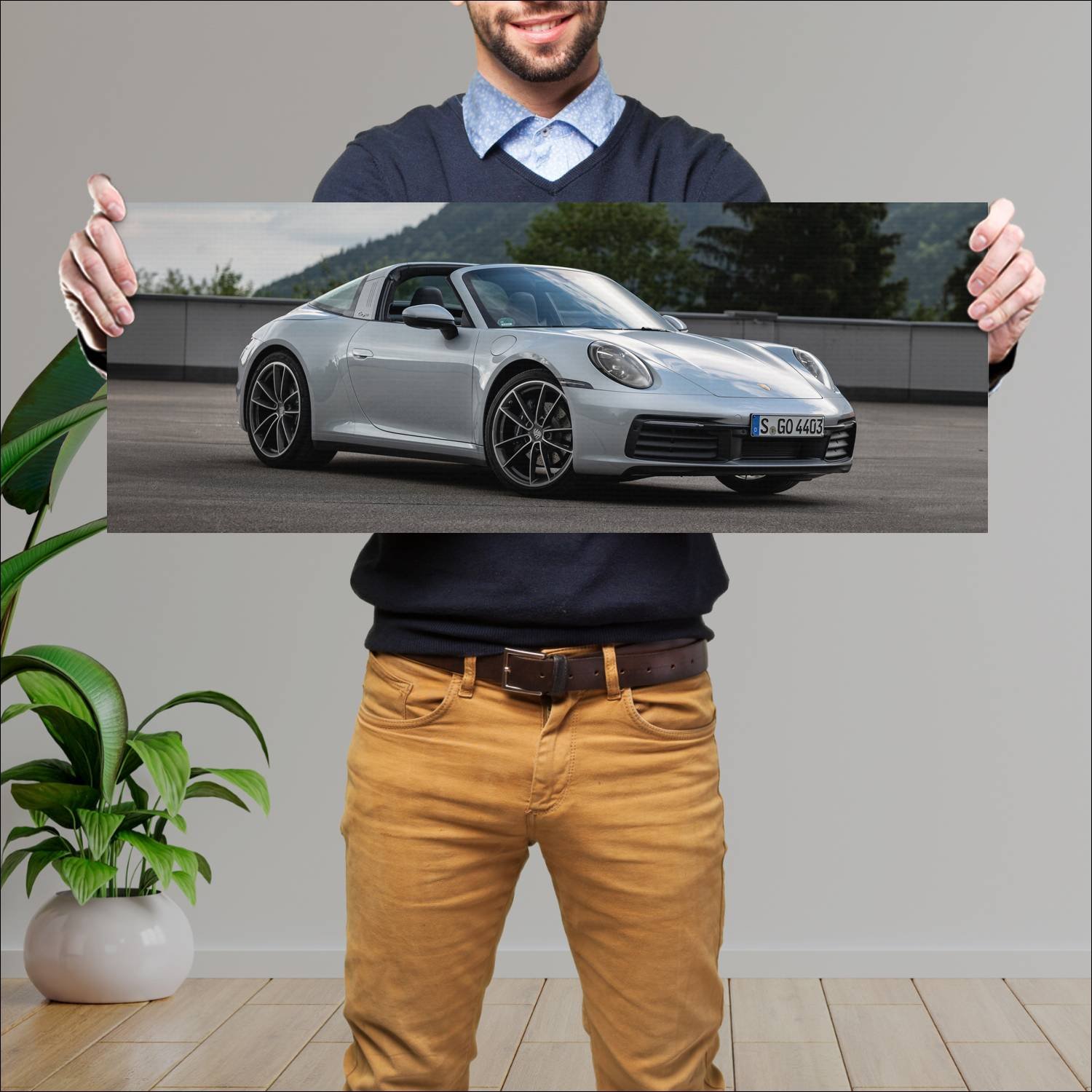 Cuadro grande 30x80cm 2020 porsche 911 targa auto 348 Porsche