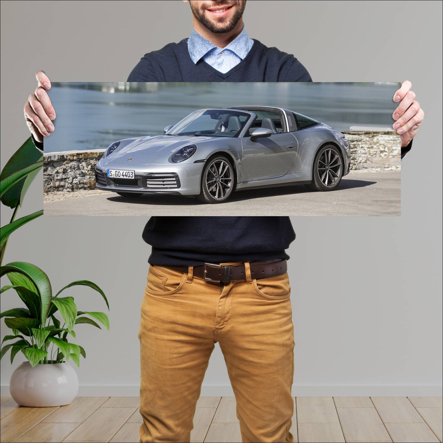 Cuadro grande 30x80cm 2020 porsche 911 targa auto 349 Porsche