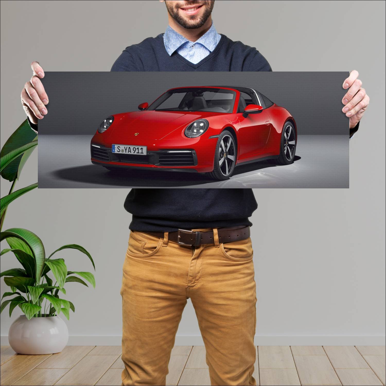 Cuadro grande 30x80cm 2020 porsche 911 targa auto 350 Porsche