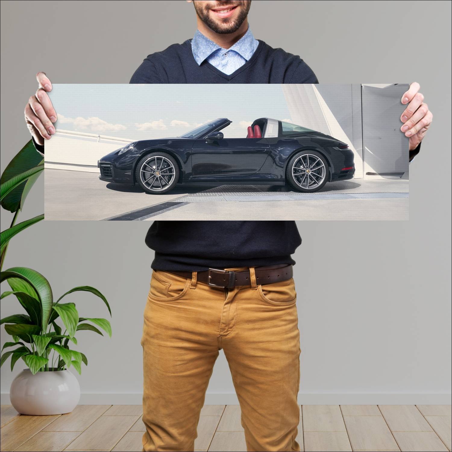 Cuadro grande 30x80cm 2020 porsche 911 targa s 991 355 Porsche