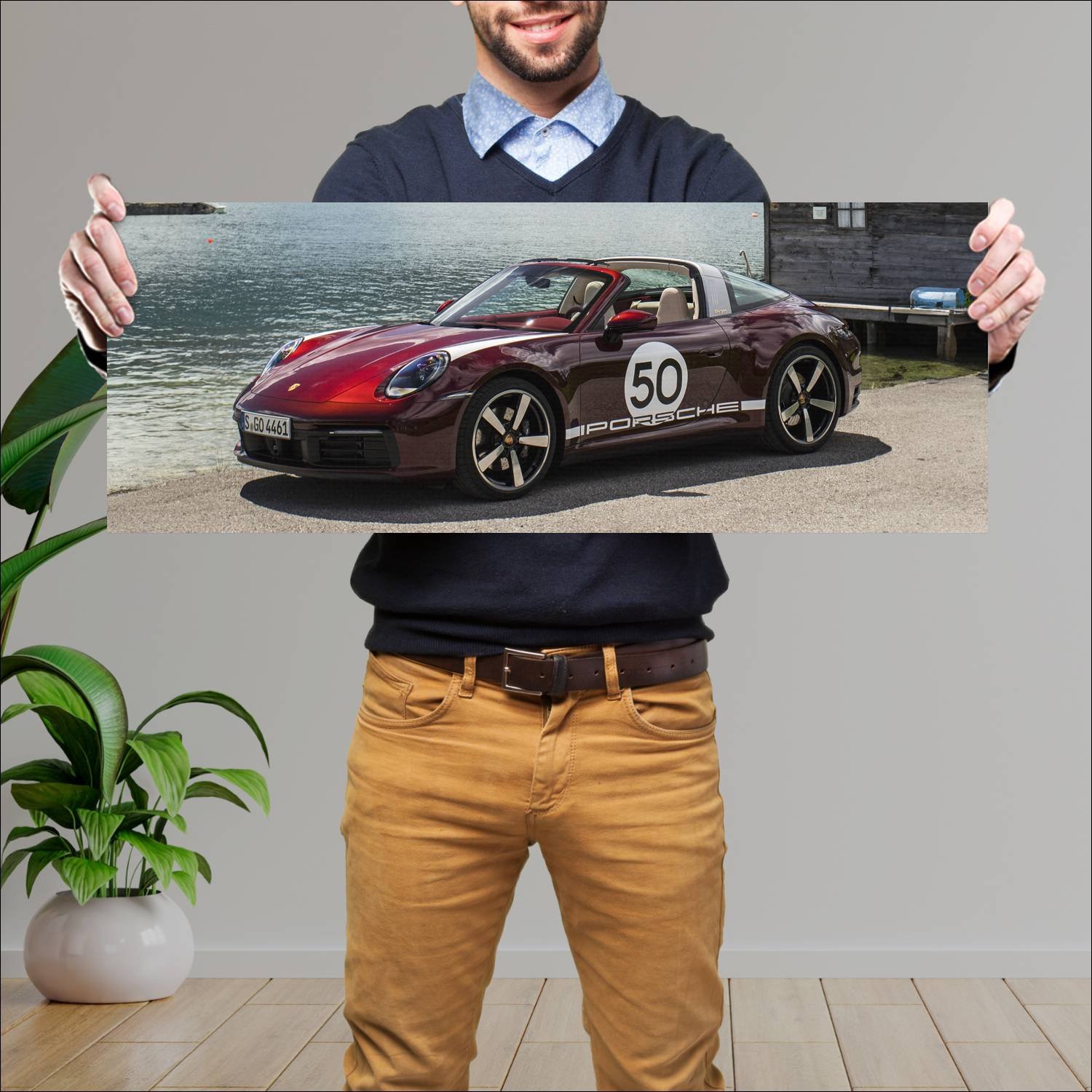 Cuadro grande 30x80cm 2020 porsche 911 targa s her 356 Porsche