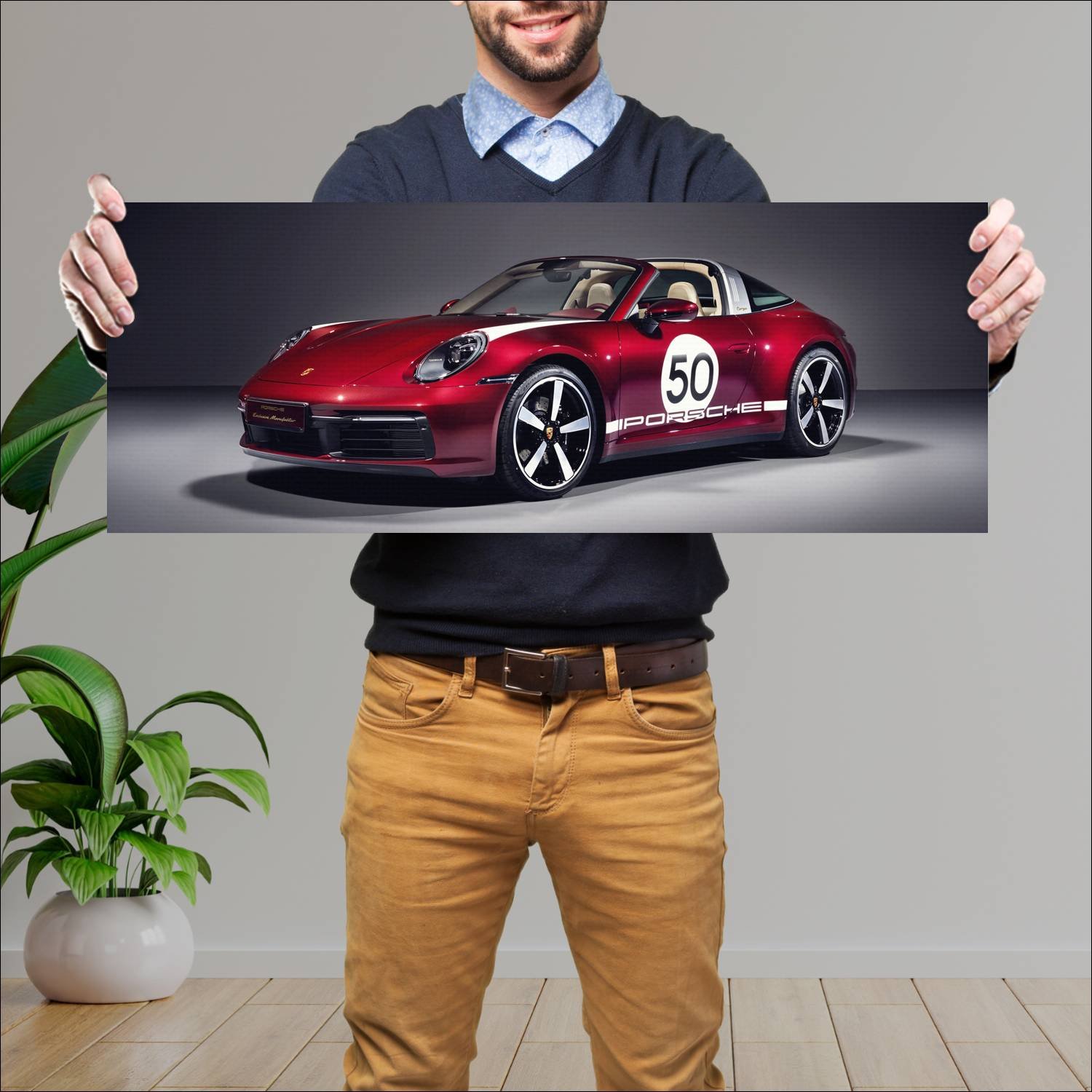 Cuadro grande 30x80cm 2020 porsche 911 targa s her 357 Porsche