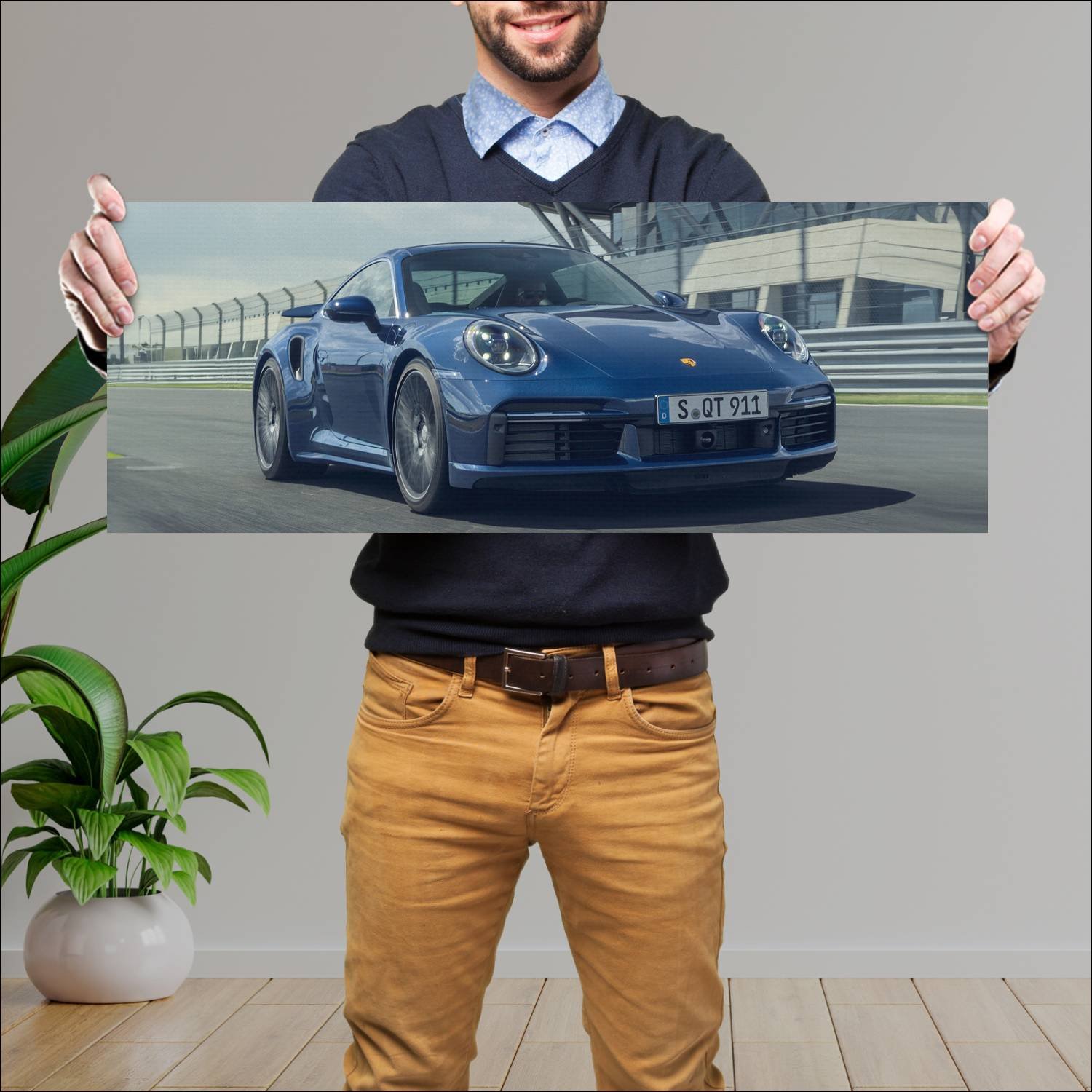 Cuadro grande 30x80cm 2020 porsche 911 turbo auto 358 Porsche