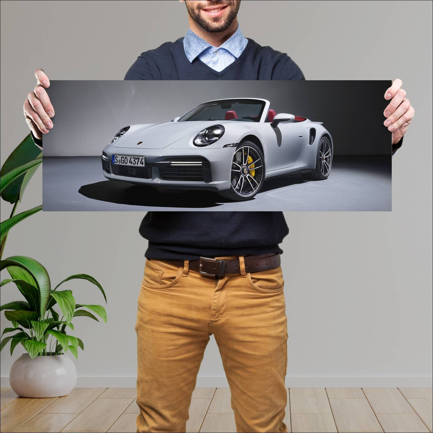 Cuadro grande 30x80cm 2020 porsche 911 turbo s cab 367 Porsche