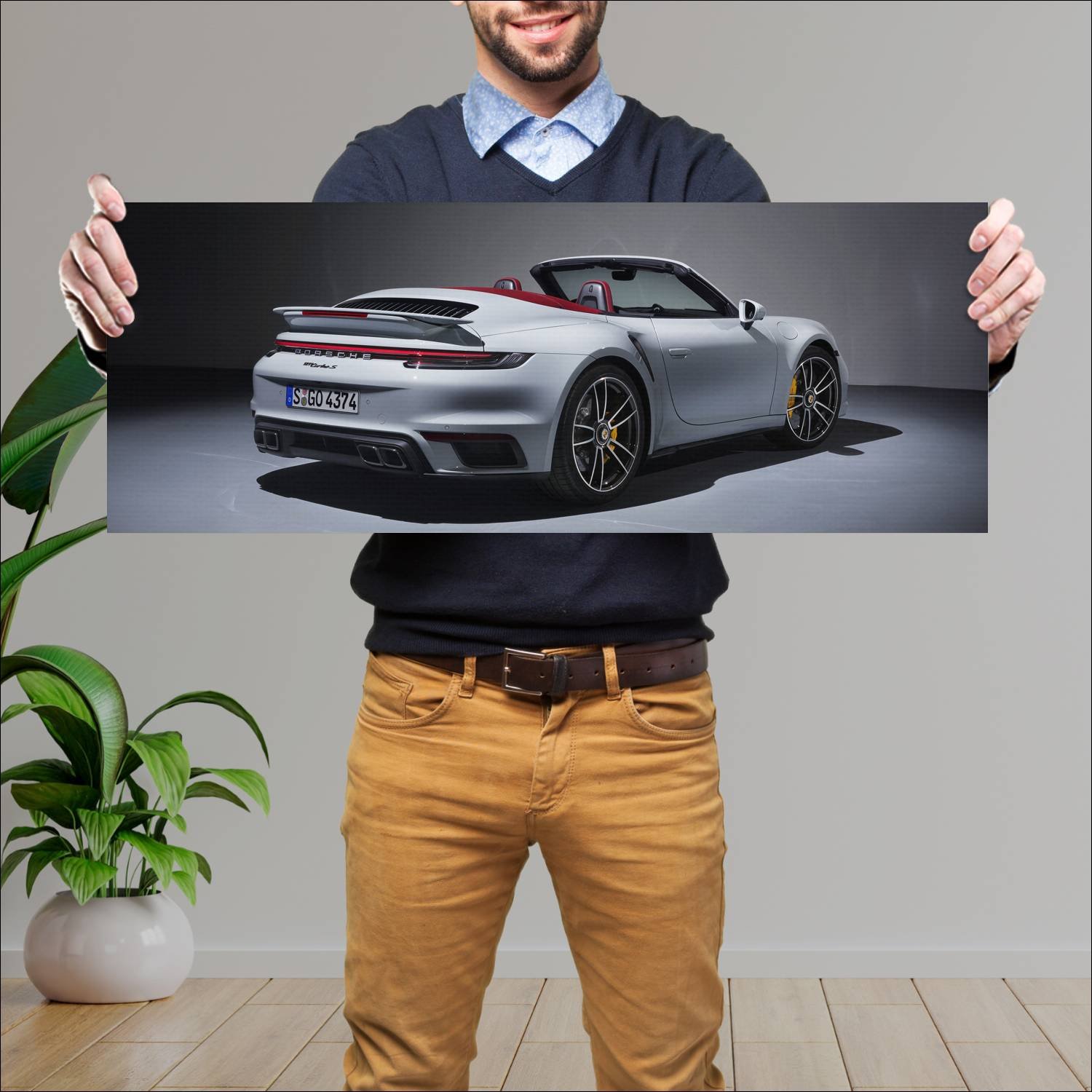 Cuadro grande 30x80cm 2020 porsche 911 turbo s cab 368 Porsche