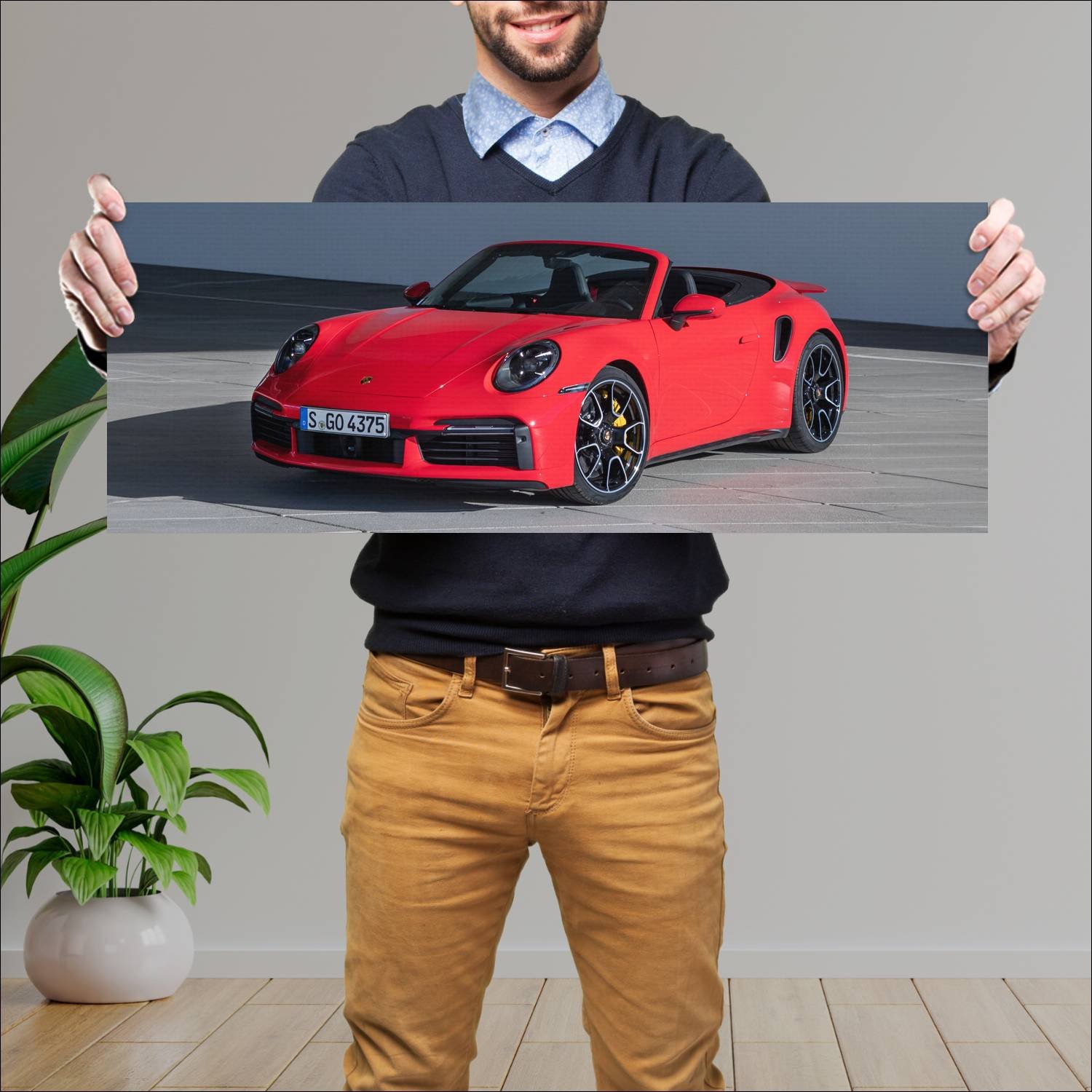 Cuadro grande 30x80cm 2020 porsche 911 turbo s cab 369 Porsche