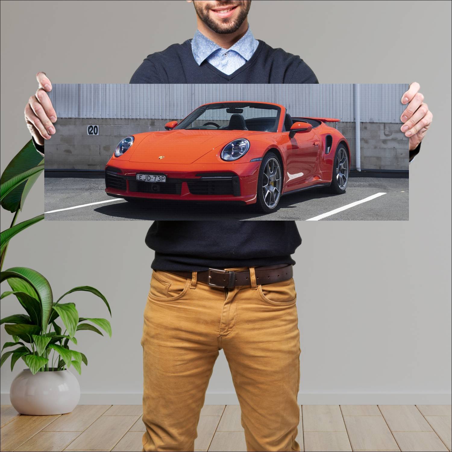 Cuadro grande 30x80cm 2020 porsche 911 turbo s cab 370 Porsche