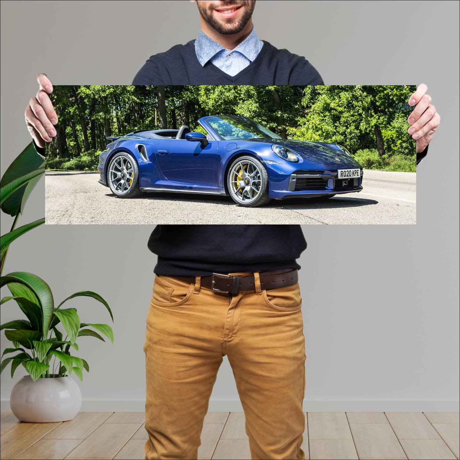 Cuadro grande 30x80cm 2020 porsche 911 turbo s cab 372 Porsche