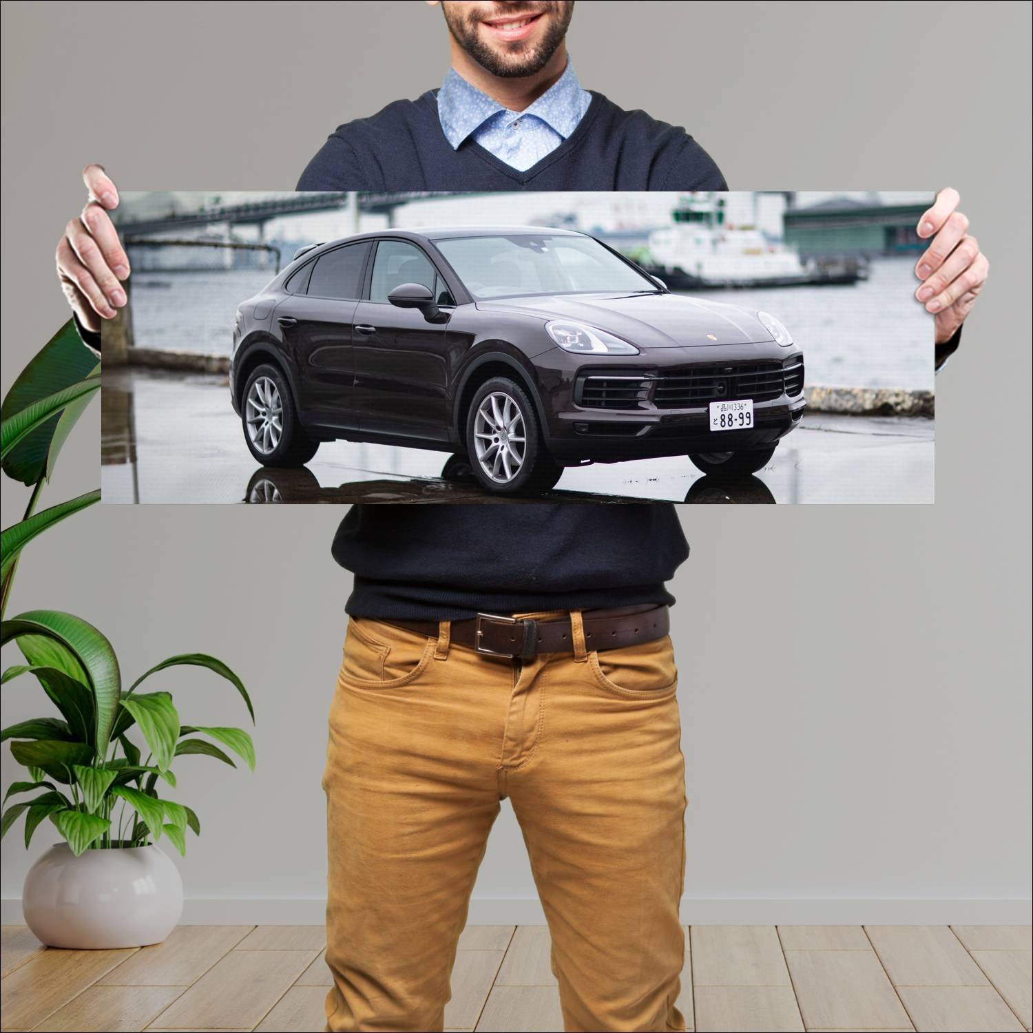 Cuadro grande 30x80cm 2020 porsche cayenne coupe j 375 Porsche