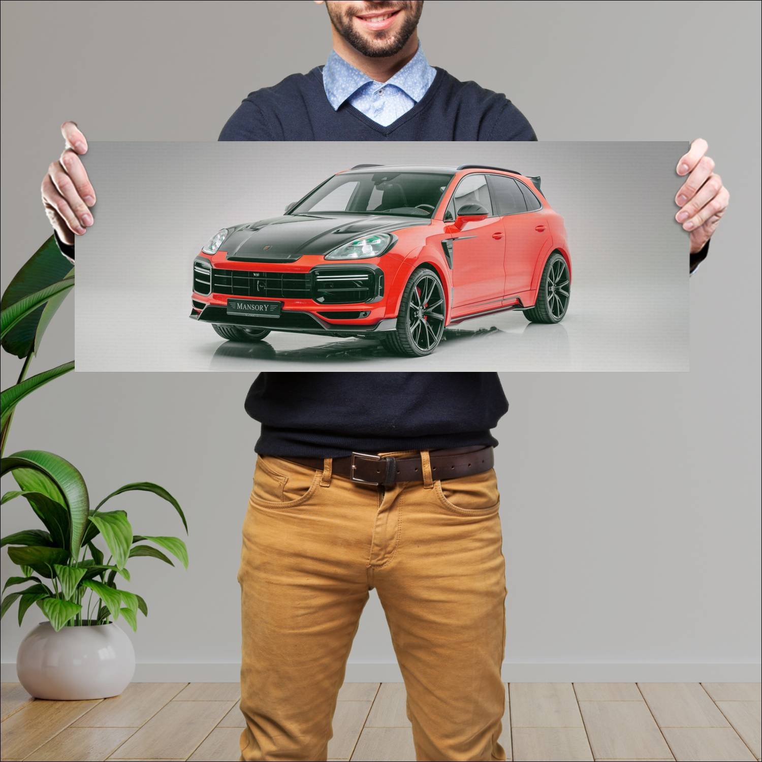 Cuadro grande 30x80cm 2020 porsche cayenne turbo b 384 Porsche