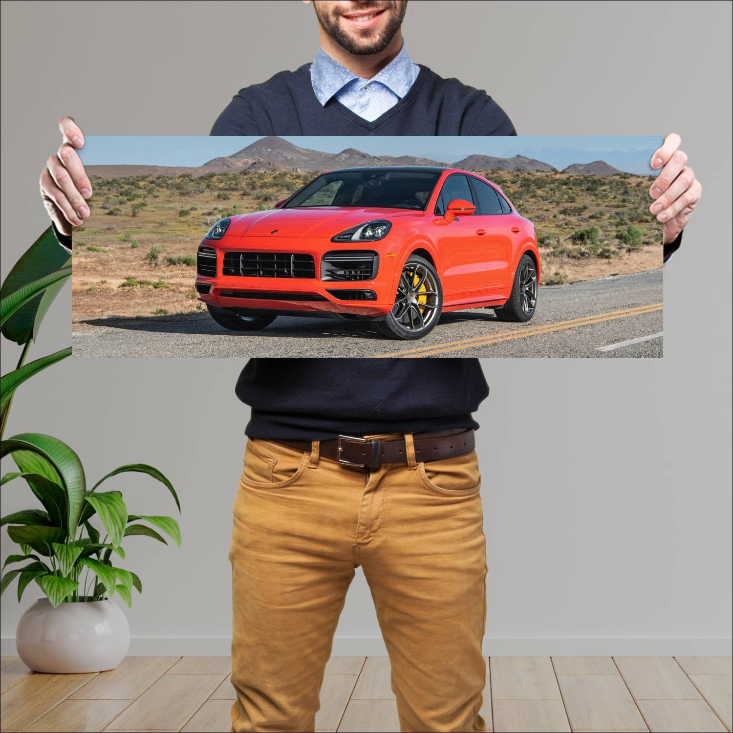 Cuadro grande 30x80cm 2020 porsche cayenne turbo c 387 Porsche