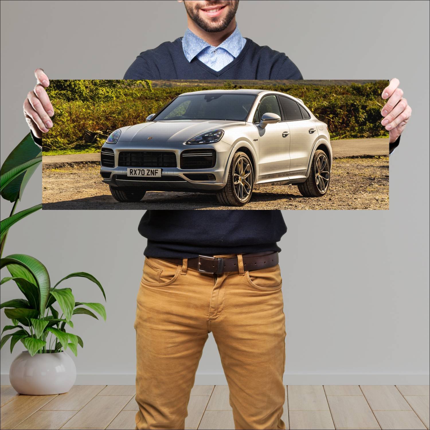 Cuadro grande 30x80cm 2020 porsche cayenne turbo s 389 Porsche