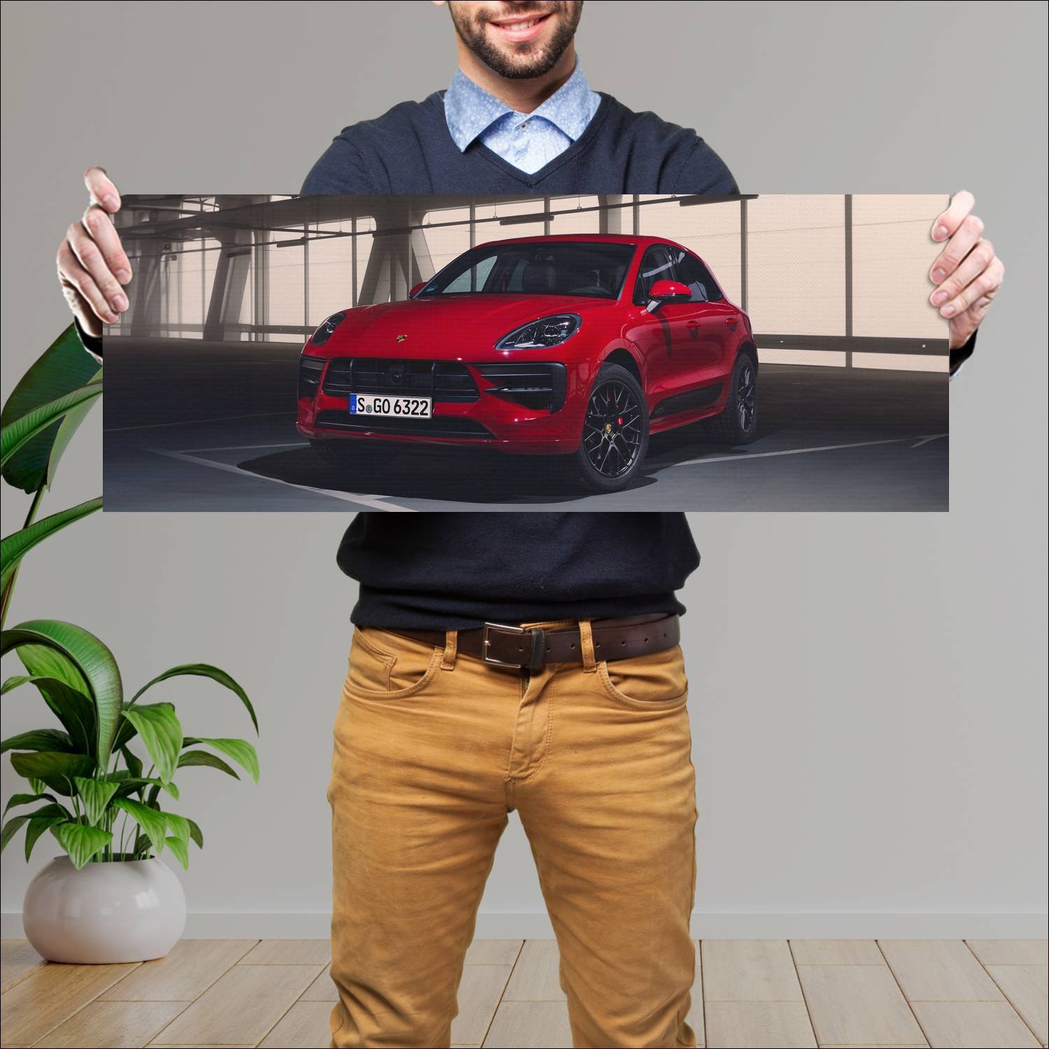 Cuadro grande 30x80cm 2020 porsche macan gts auto 390 Porsche