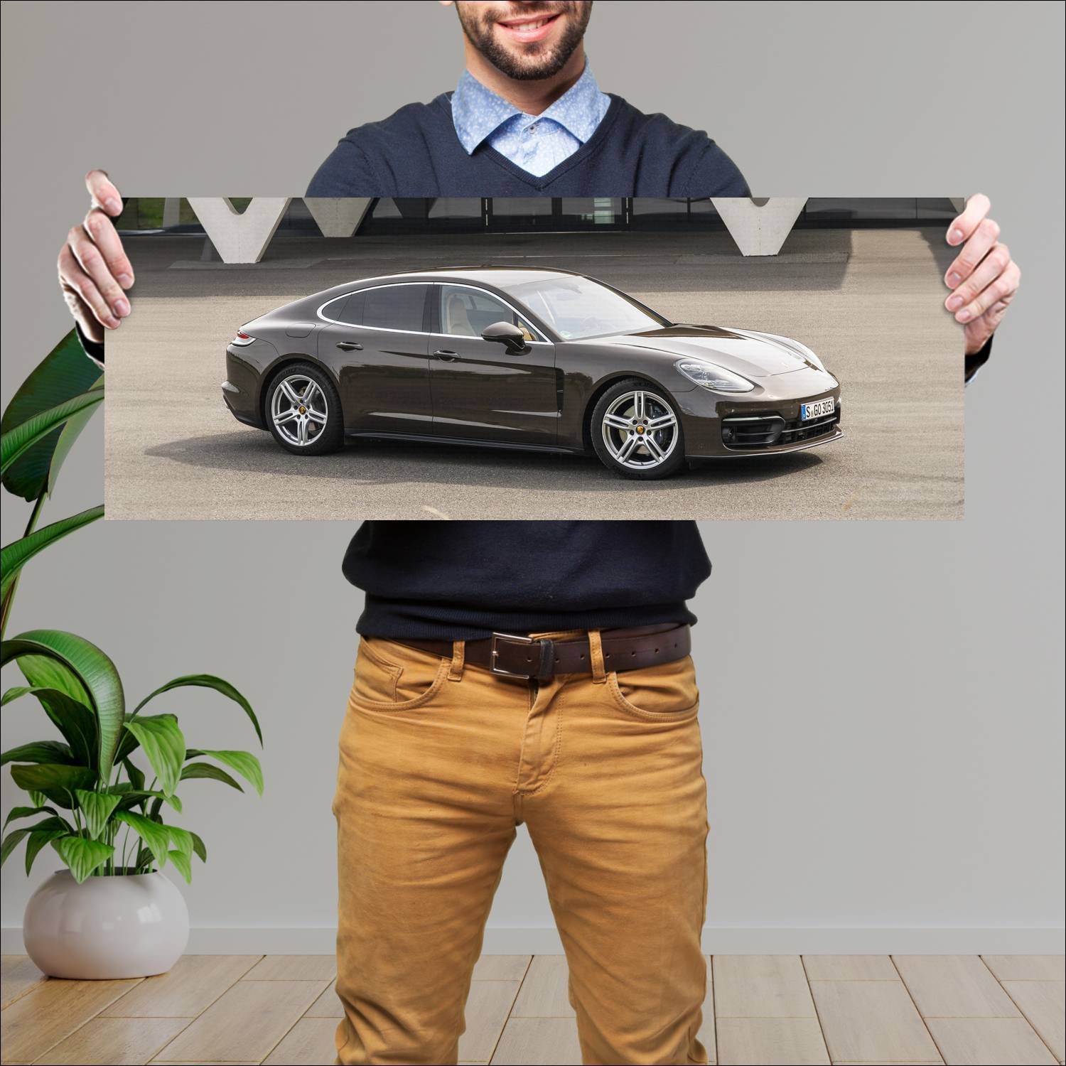 Cuadro grande 30x80cm 2020 porsche panamera auto 397 Porsche