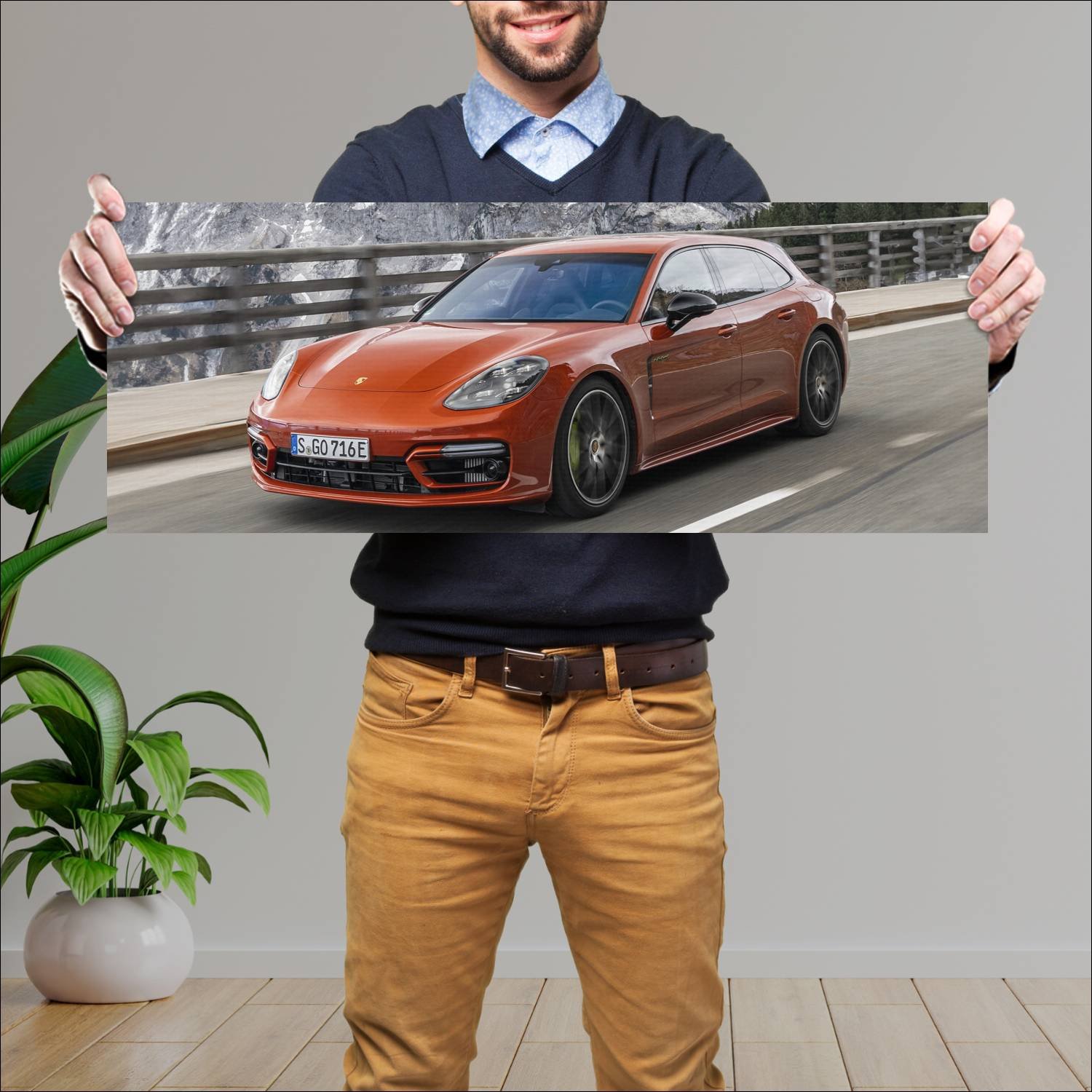 Cuadro grande 30x80cm 2020 porsche panamera e hybr 399 Porsche