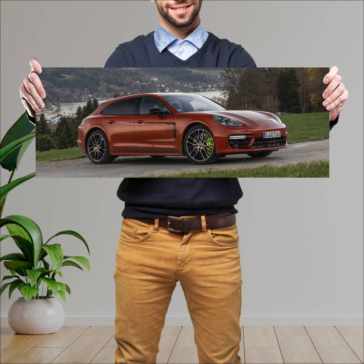 Cuadro grande 30x80cm 2020 porsche panamera e hybr 400 Porsche