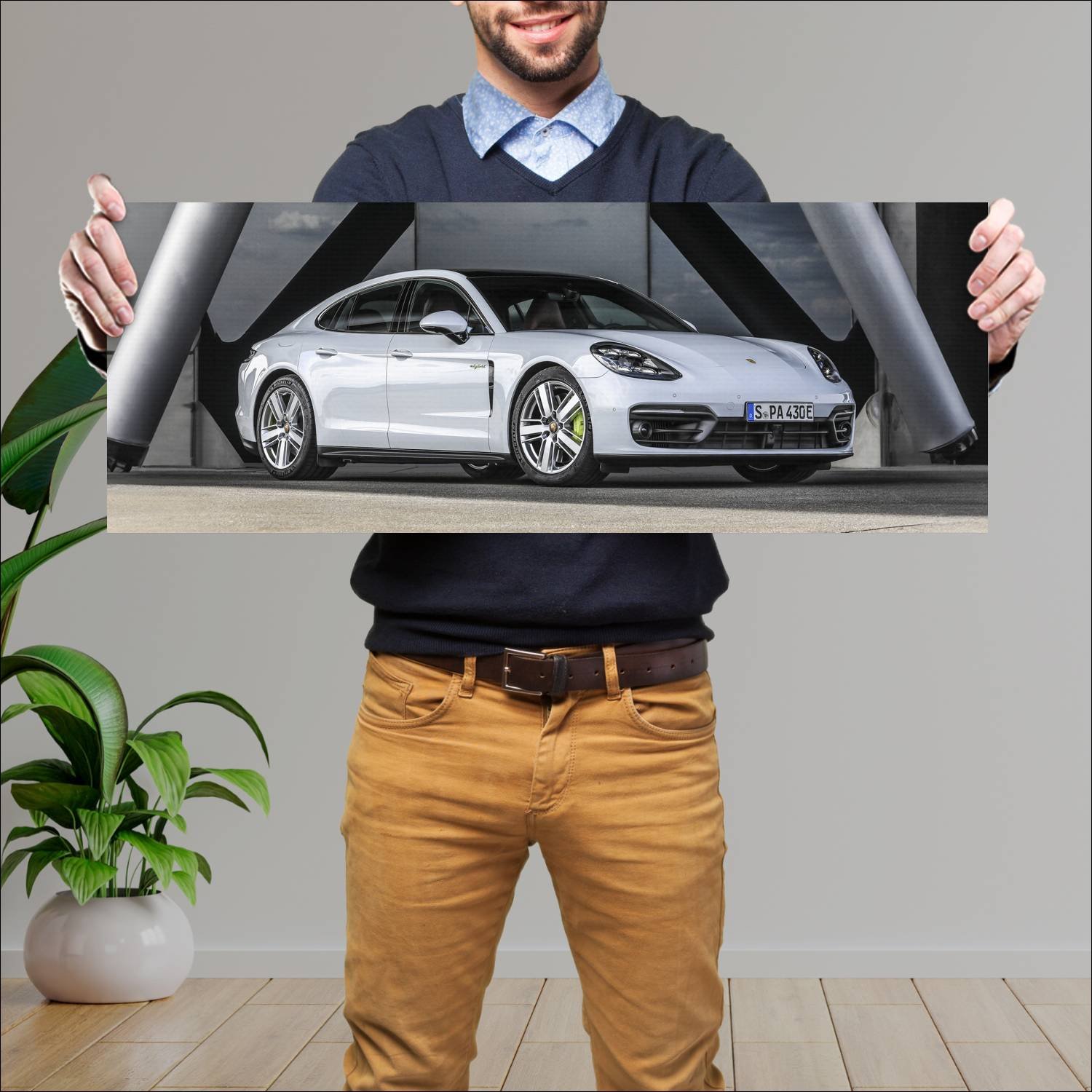 Cuadro grande 30x80cm 2020 porsche panamera s e hy 405 Porsche