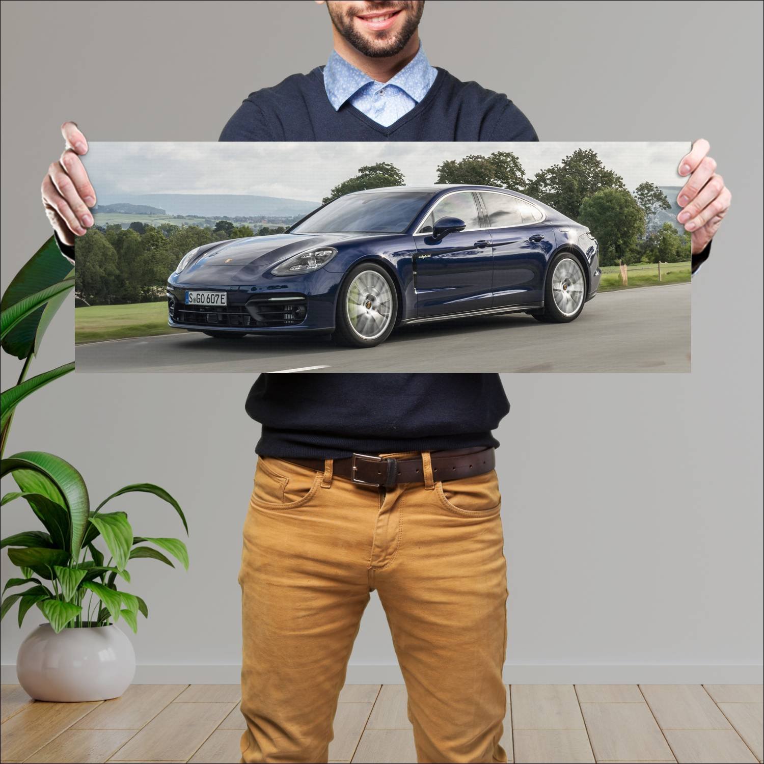 Cuadro grande 30x80cm 2020 porsche panamera s e hy 406 Porsche