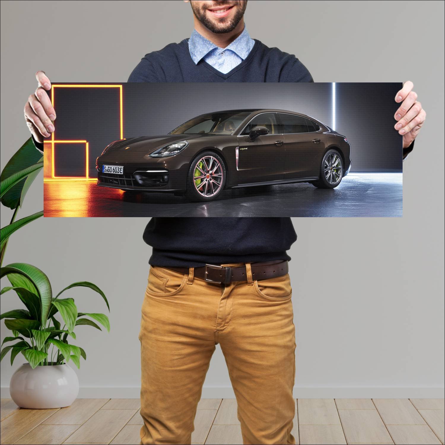 Cuadro grande 30x80cm 2020 porsche panamera s e hy 407 Porsche