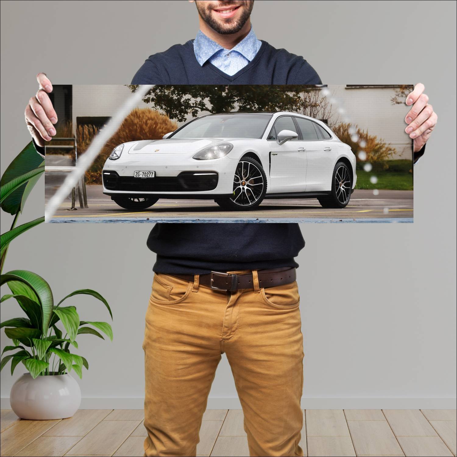 Cuadro grande 30x80cm 2020 porsche panamera s e hy 408 Porsche