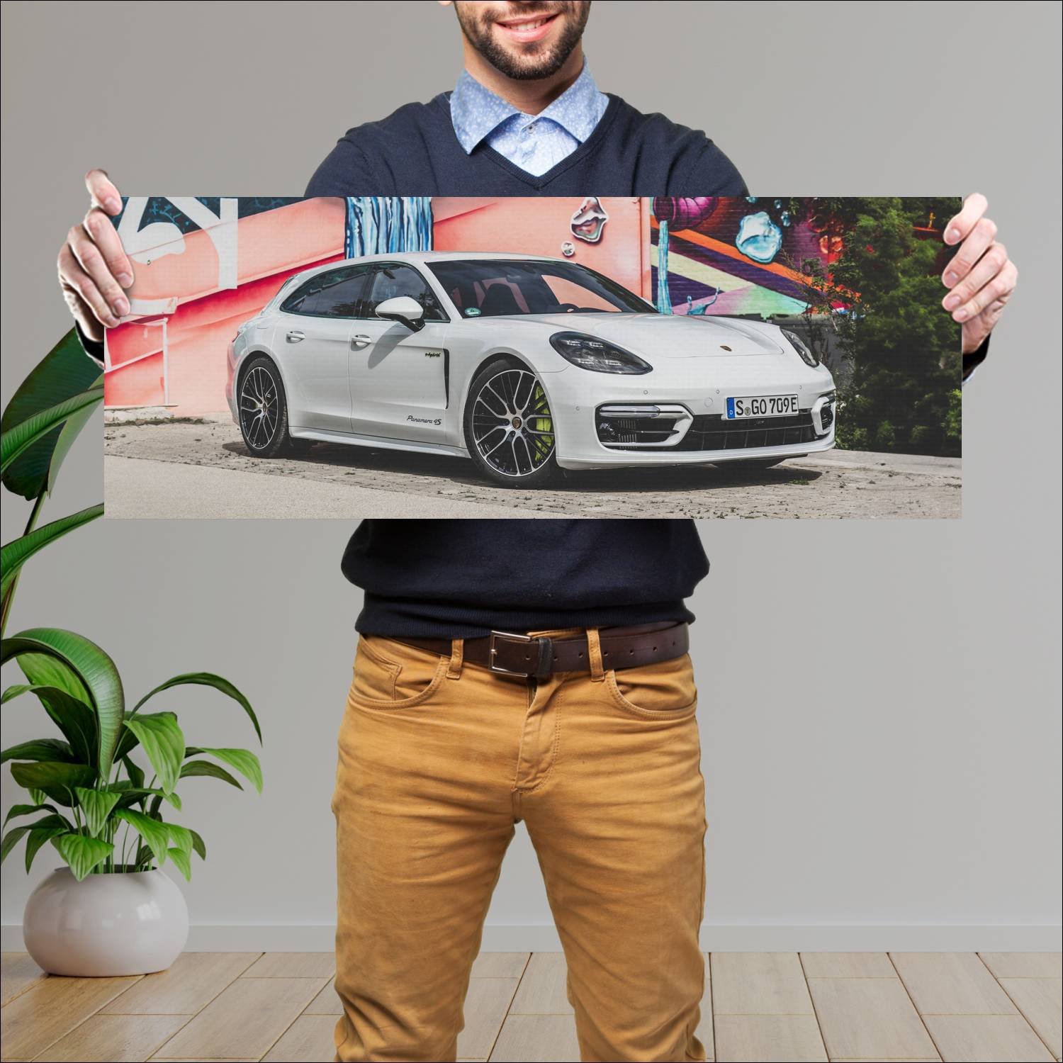 Cuadro grande 30x80cm 2020 porsche panamera s e hy 410 Porsche