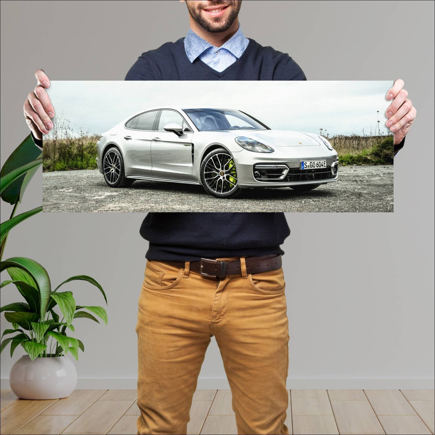 Cuadro grande 30x80cm 2020 porsche panamera s e hy 411 Porsche