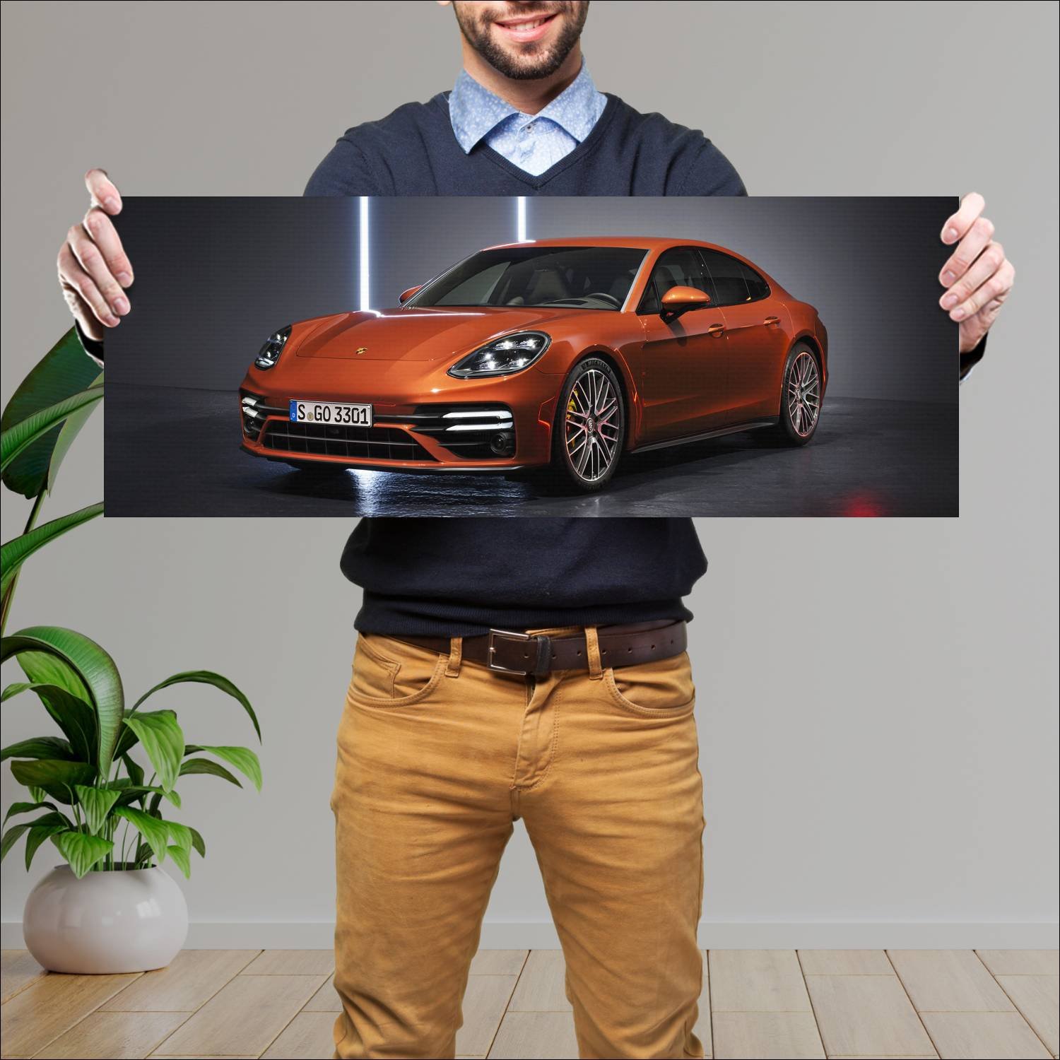 Cuadro grande 30x80cm 2020 porsche panamera turbo 413 Porsche
