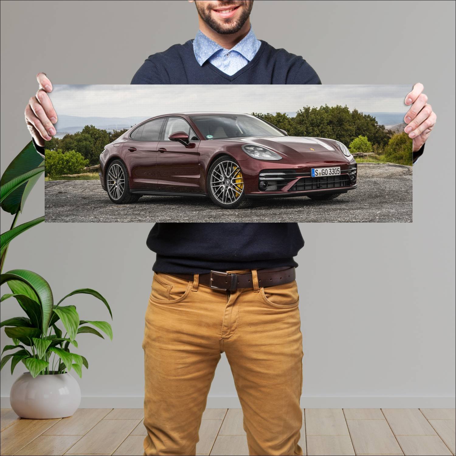 Cuadro grande 30x80cm 2020 porsche panamera turbo 415 Porsche