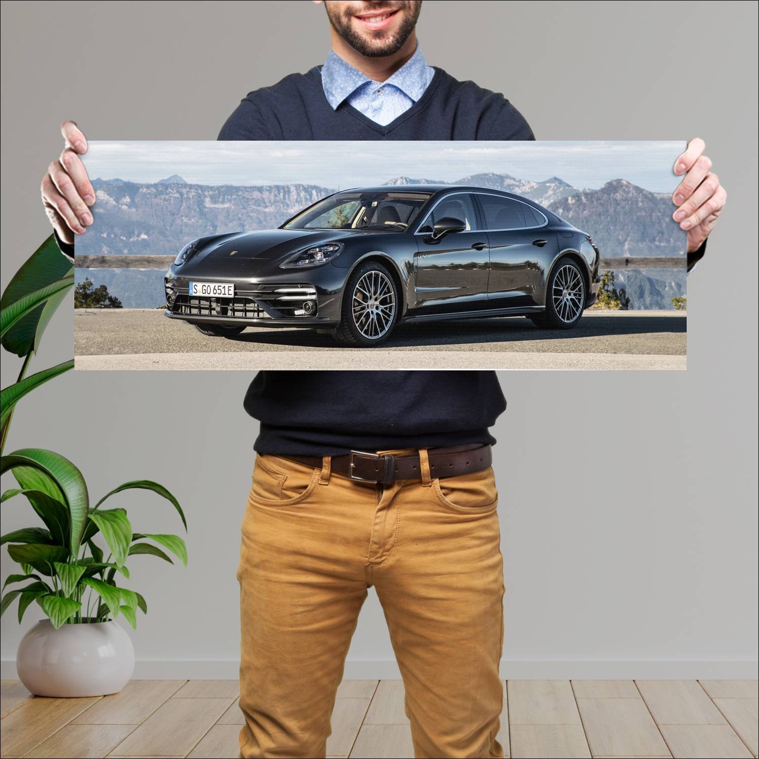 Cuadro grande 30x80cm 2020 porsche panamera turbo 417 Porsche