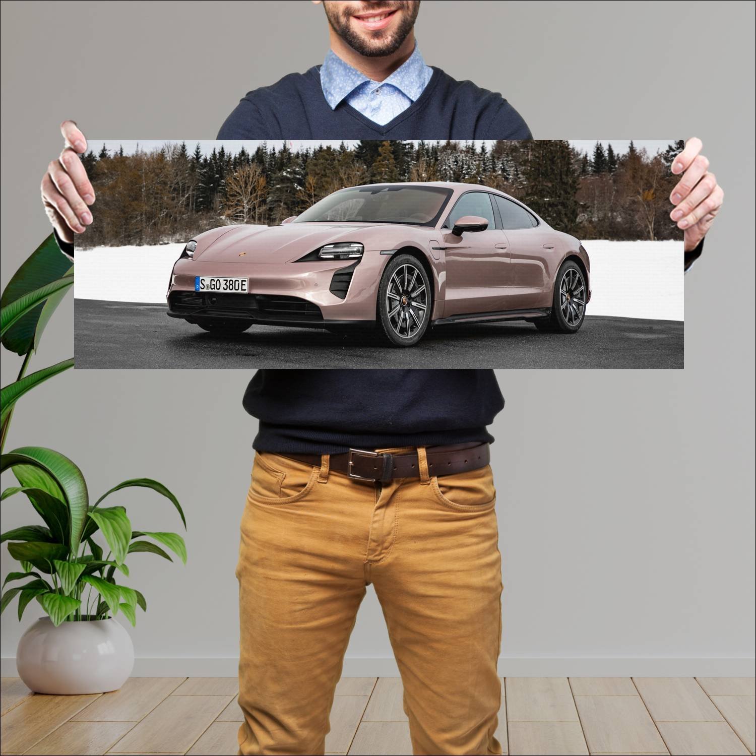 Cuadro grande 30x80cm 2020 porsche taycan auto 422 Porsche