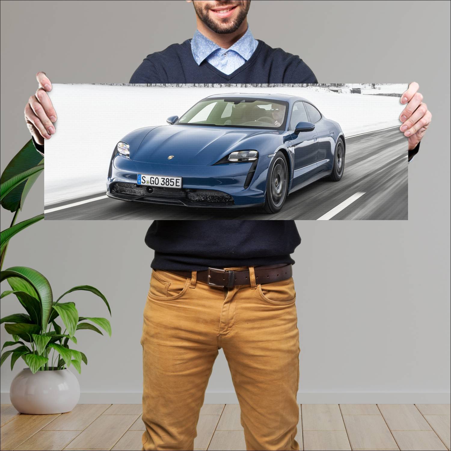 Cuadro grande 30x80cm 2020 porsche taycan auto 423 Porsche